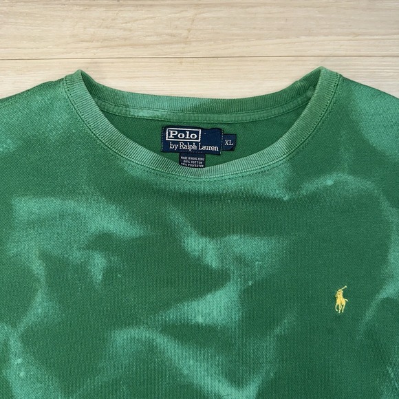 Polo Ralph Lauren Sweater Womens XL Crewneck Pullover Green Distressed Custom - Picture 6 of 10